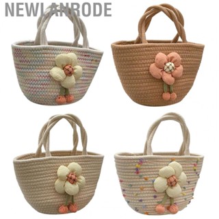 Newlanrode Cotton Rope Woven Bag  Stylish  Portable Soft Flower Shaped Decor Elegant for Shopping