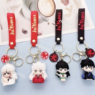 Inuyasha พวงกุญแจซิลิโคน PVC แบบนิ่ม ลายการ์ตูน Kagome Higurashi Sesshomaru Miroku 3D คุณภาพสูง สําหรับห้อยกระเป๋า