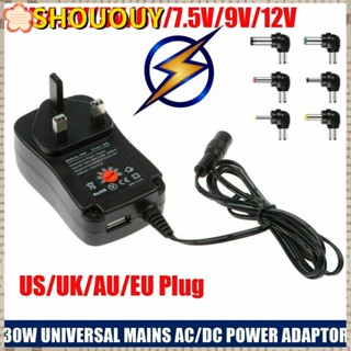 SHOUOUY อะแดปเตอร์ชาร์จไฟ 30W AC DC AU EU US UK