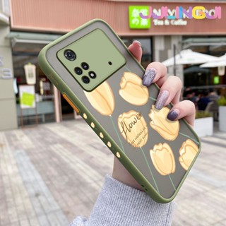 เคสซิลิโคนนิ่ม แบบใส ขอบสี่เหลี่ยม ลายดอกไม้สีเหลือง กันกระแทก สําหรับ Xiaomi Poco X4 Pro 5G Poco M4 Pro Poco C40