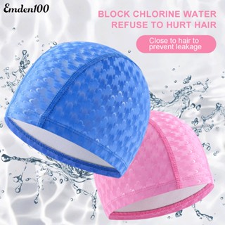 Emden หมวกว่ายน้ําผู้ใหญ่ ทรงโค้ง กันลื่น ป้องกันหู สีพื้น
