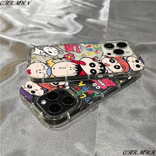 เคสโทรศัพท์มือถือแบบใส กันกระแทก ลายไดโนเสาร์ อวกาศ ชินจัง 14 หลุม สําหรับ Iphone 11 14promax 13promax 12pro ELJW