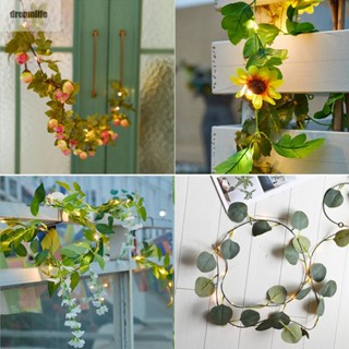 【DREAMLIFE】Garland Fairy String Green Leaf Vine Light Lights Solar Ivy String Lights