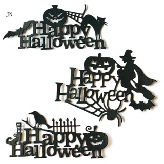 Jn สเตนซิลตัดรูป Happy Halloween สําหรับตกแต่งสแครบบุ้ค อัลบั้ม 3 ชิ้น