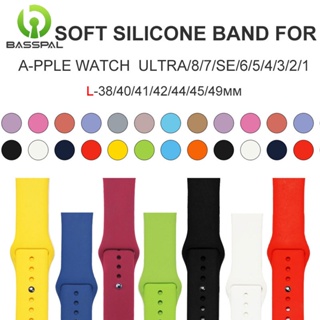 Basspal สายนาฬิกาข้อมือ ยางซิลิโคน L อุปกรณ์เสริม สําหรับ Apple watch Series Ultra 8 7 6 SE 5 4 3 2 1 i watch 49 มม. 41 มม. 45 มม. 44 มม. 42 มม. 40 มม. 38 มม.