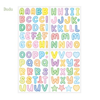 Dudu สติกเกอร์ ลายการ์ตูนตัวอักษร มีกาวในตัว สําหรับติดตกแต่ง 4 แผ่น