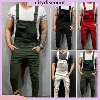 &lt;citydiscount&gt; ชุดจั๊มสูทคาร์โก้ ความยาวเต็มตัว มีหลายกระเป๋า สีพื้น สําหรับผู้ชาย ใส่ทํางาน