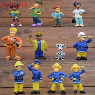 IVANES Fireman Sam ตุ๊กตาสุนัขตัวเล็ก PVC สําหรับเด็ก 12 ชิ้น ต่อชุด