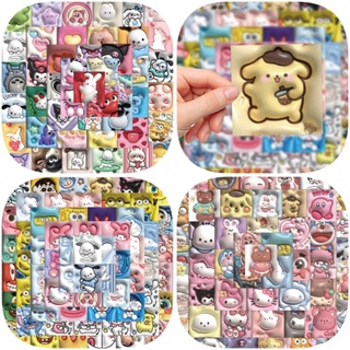 SANRIO สติกเกอร์ ลาย Hello Kitty Mymelody Cinnamoroll 3D คละแบบ สําหรับติดตกแต่งกระเป๋าเดินทาง แล็ปท็อป โน้ตบุ๊ก 63 ชิ้น