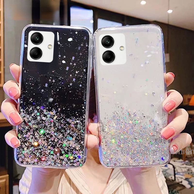 เคสสําหรับ Samsung Galaxy A06 2024 Starry Sky ฟอยล์สีเงิน Glitter Bling Soft TPU ขอบโปร่งใสแฟชั่นเคสโทรศัพท์ฝาหลัง Anti-fall กันกระแทก