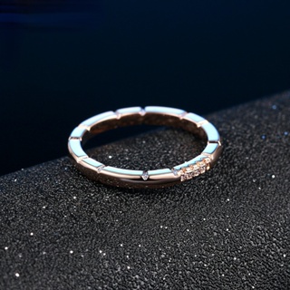 Easy ZHOU แหวนหมั้นแต่งงาน ประดับเพทาย สีโรสโกลด์ เรียบง่าย สําหรับผู้หญิง R493