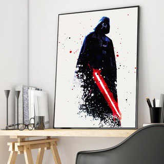 โปสเตอร์ผ้าใบ พิมพ์ลายภาพยนตร์ Darth Vader StarWars สีน้ํา สําหรับตกแต่งผนังบ้าน ห้องนั่งเล่น