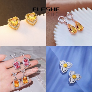 Eleshe Jewelry ต่างหูสตั๊ด เงิน 925 ประดับทับทิม หรูหรา เครื่องประดับ สําหรับผู้หญิง M097