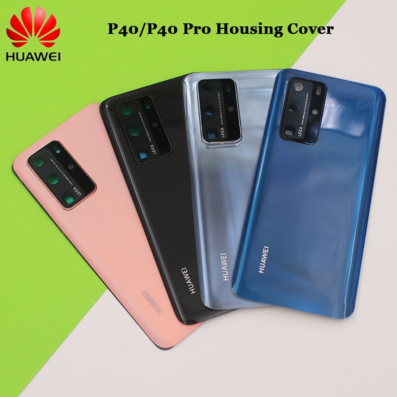 ฝาครอบแบตเตอรี่กระจกด้านหลังสําหรับ Huawei P40 ANA-LX4/P 40 Pro ELS-NX9 ด้านหลังแผงประตูอะไหล่ซ่อมพร้อมเลนส์กล้อง
