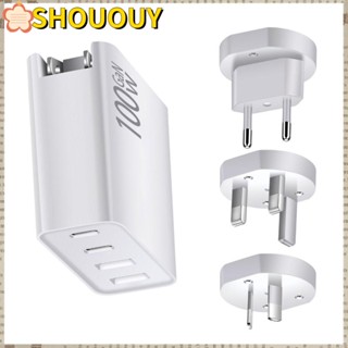 SHOUOUY ที่ชาร์จโน้ตบุ๊ก 100W GaN QC3.0 USB-A ปลั๊กแปลง PD ชาร์จเร็ว