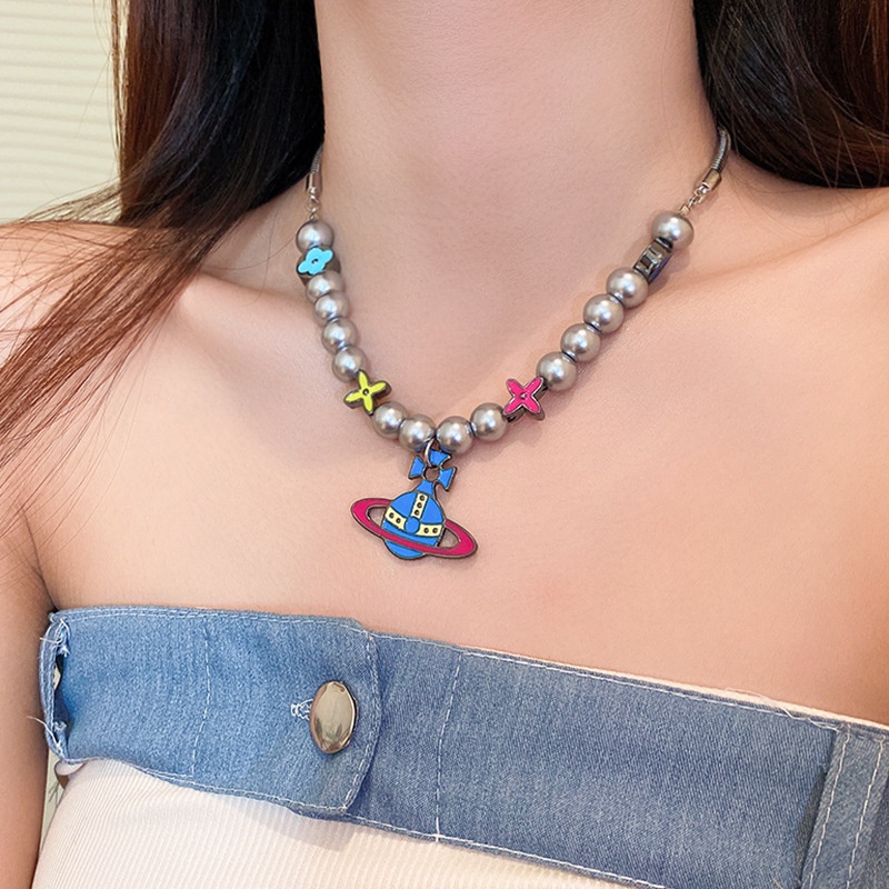 แฟชั่น Planet Pearl สร้อยคอผู้หญิงจี้ Clavicle CHAIN ​​High-end Temperament อุปกรณ์เสริม
