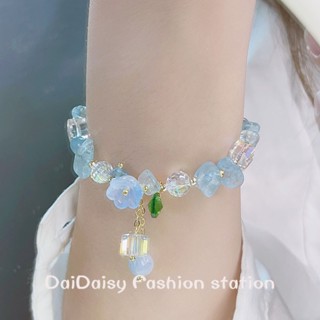 Daidaisy √♥ สร้อยข้อมือ ประดับคริสตัลอเมทิสต์ ลายดอกไม้ สีชมพู สีสันสดใส สไตล์แฟรี่ สําหรับผู้หญิง และนักเรียน