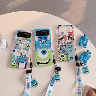 เคสโทรศัพท์มือถือ ป้องกัน ปิดด้านหลัง ลายมอนสเตอร์ พร้อมสายคล้อง สําหรับ Samsung Galaxy Z Flip 5 Z Flip 4 Z Flip 3 ZFlip3 ZFlip4 ZFlip5