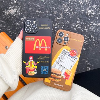 เคสป้องกันโทรศัพท์มือถือ ขอบตรง พิมพ์ลาย Mc Donalds Frosted สําหรับ iPhone 11 14 12 13 Pro Max