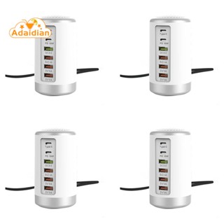ฮับชาร์จเร็ว 65W USB QC3.0 6 พอร์ต USB Type C PD (สีขาว) ปลั๊ก US 4 ชิ้น