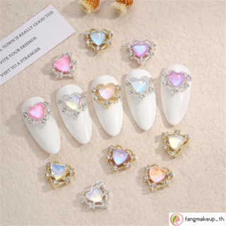 ตกแต่งเล็บ เล็บสามมิติ Aurora Love Gold And Silver Peach Heart Big Cute Sweet Nail Diy Decorations