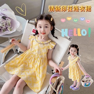 Girls Summer Thin 2023 New Childrens Western Style Fashion Summer Baby Girls Flounced Sleeve Princess Dress Fashion NwFS