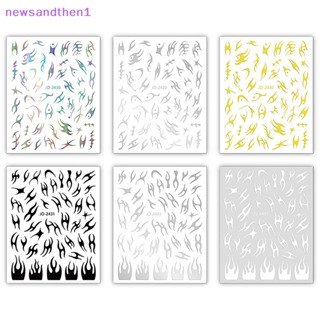 Newsandthen1 สติกเกอร์เทปกาวโลหะ 3D สีเงิน สีทอง สําหรับตกแต่งเล็บเจล