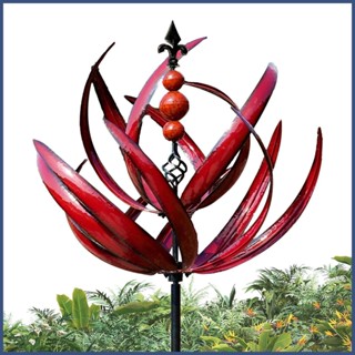 Wind Garden Spinners โลหะ หมุนได้ 360 องศา ทนรังสียูวี สีแดง สําหรับสนามหญ้า ลานบ้าน