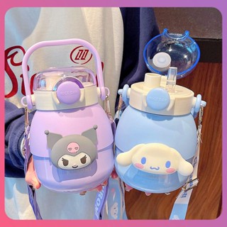 Creative Sanrio Belly Cup 316 Stainless Steel Thermos Cup Kuromi Water Bottle Female High-value Big Belly Cup Outdoor Double Drinking Straw Cup [COD]