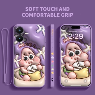 Ybd เคสโทรศัพท์มือถือ ซิลิโคน ลายการ์ตูนน่ารัก มีลายด้านข้าง และสายคล้อง สําหรับ Vivo Y22 Y22S 5G