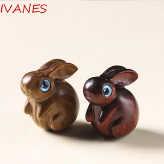 IVANES เครื่องประดับ พวงกุญแจ จี้ไม้ รูปกระต่ายน่ารัก สไตล์จีน DIY