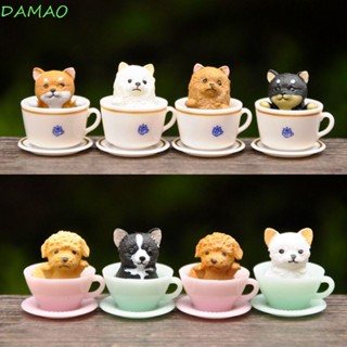 DAMAO ตุ๊กตาเรซิ่น รูปสัตว์ สุนัข แมว สําหรับตกแต่งเค้ก 8 ชิ้น