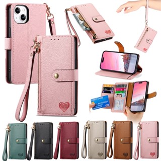 เคสหนัง ฝาพับ พร้อมช่องใส่บัตร มีซิป สําหรับ iPhone X XR Xs Max 11 12 Pro Max