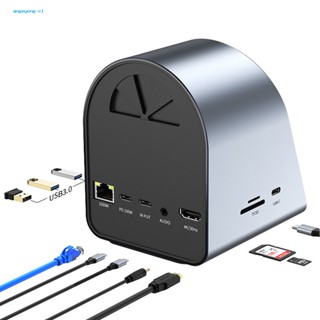 Angeyong แท่นชาร์จ 10-in-1 Usb3.0 Pd100w Tf/sd 3.5 มม. เสียง 15w อีเธอร์เน็ตไร้สาย Usb-c อุปกรณ์เสริมแล็ปท็อป