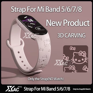 สําหรับ Xiaomi Mi 9 8 7 6 miband 6 สาย 3D เลเซอร์นูนเปลี่ยนสายรัดข้อมือสร้อยข้อมือซิลิโคนสําหรับ Xiaomi 8 miband 6 miband 7 สาย