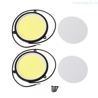 Yin ไฟ LED DC12V 90 มม. COB ทรงกลม สีขาว สําหรับติดรถยนต์ 2 ชิ้น