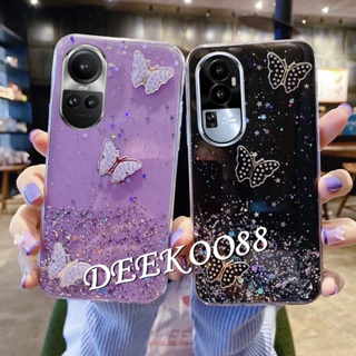 ใหม่ เคสโทรศัพท์มือถือแบบใส แต่งกลิตเตอร์ ลายผีเสื้อ ระยิบระยับ หรูหรา สําหรับ OPPO Reno10Pro+ Reno10 Pro Plus Pro+ 5G Reno 10 10Pro Reno10Pro+ 2023