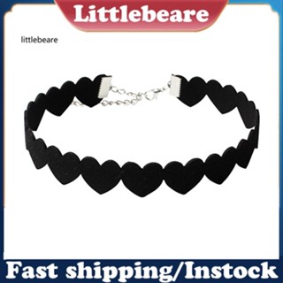 &lt;littlebeare&gt; สร้อยคอโชคเกอร์ ผ้ากํามะหยี่ สีดํา จี้รูปหัวใจ เครื่องประดับ สําหรับผู้หญิง