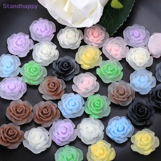 Standhappy ลูกปัดหินคริสตัลเรซิ่น รูปดอกกุหลาบ 20 มม. สําหรับงานฝีมือ DIY 10 ชิ้น