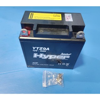 แบตเตอรี่ Hyper YTZ9A 12V-9AH สำหรับรถรุ่นCBR300R, Rebel 300,CRF250L,CRF300L,CB300R,Phantom 200,Vespa,และรุ่นอื่นๆ 1ลูก