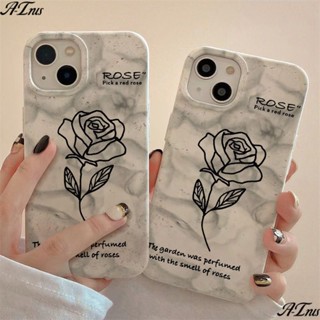 เคสโทรศัพท์มือถือนิ่ม กันกระแทก ลายดอกกุหลาบ สีดํา เรียบง่าย สําหรับ Apple Iphone 714pro 11max 8plus 1213 4WDK