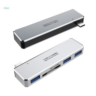 Char ฮับ USB Type C อเนกประสงค์ 5 In 1 สําหรับอ่าน SD TF