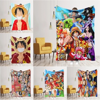 ONE PIECE Flannel Blanket Monkey D. Lufly ระบายอากาศได้นุ่มสบายและอบอุ่นผ้าห่มเตียงผ้าห่มเครื่องปรับอากาศผ้าห่มสำนักงาน Nap