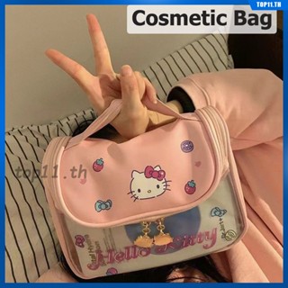 กระเป๋าเครื่องสำอาง Tpu กันน้ำ กระเป๋าใส่เครื่องสำอาง Hello Kitty Cartoon Cute Pu Scrub Large Capacity Portable Storage Bag Beauty Makeup Female (top11.th.)