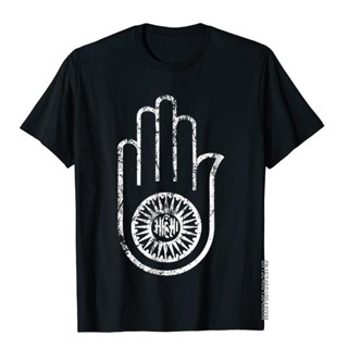 เสื้อยืด พิมพ์ลายสัญลักษณ์ Jain Ahimsa Hand Distressed สําหรับผู้ชาย