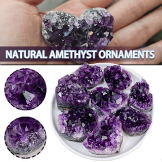 Natural Amethyst Cluster Love Heart Shape Purple Crystal Stone Decorations