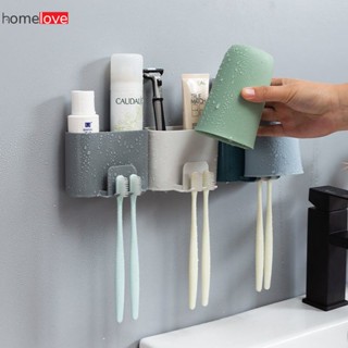 ที่วางแปรงสีฟันแบบติดผนัง Tooth Cup Toothpaste Toothbrush Rack Bathroom Accessories Mouthwash Rack Holder Wall-mounted Organizer Box homelove