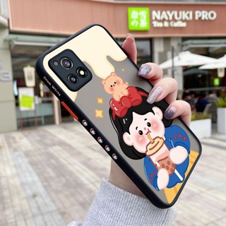 เคสโทรศัพท์มือถือแบบแข็ง ใส กันกระแทก ลายการ์ตูนเด็กผู้หญิงชานม มีลายด้านข้าง สําหรับ VIVO Y52S Y31s Y54s IQOO U3 IQOO U3X