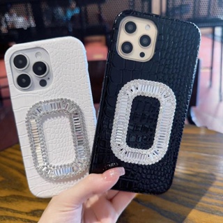 เคส iPhone 13 promax เคสโทรศัพท์มือถือ ลายหนังจระเข้ ประดับเพชร ทรงสี่เหลี่ยม สําหรับ iPhone 14 promax 13 pro 12 promax 7 8 plus 11 xr 6 plus