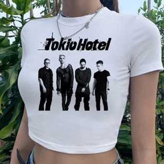 Tokio Hotel cyber y2k เสื้อยืดครอปท็อป ลาย goth fairy grunge Kawaii yk2